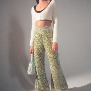 UO London Burnout Velvet Flare Pant